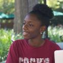 Student sitting outside