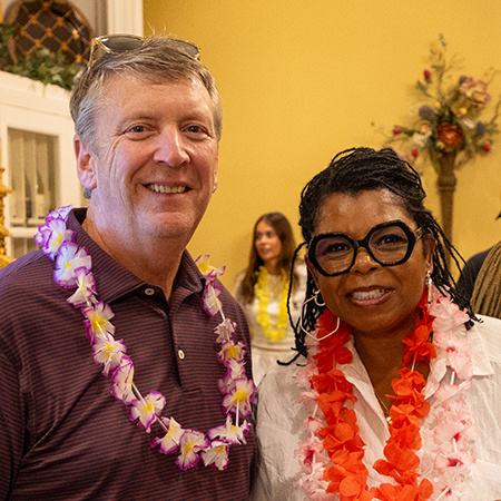 Two HRSM members pose at McCutchen House