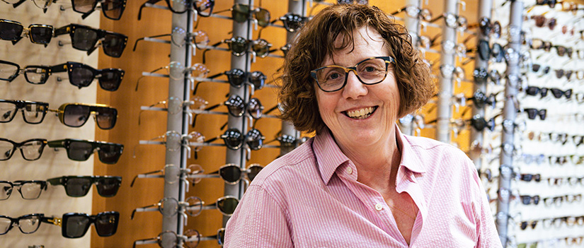 Business owner in her eye glass store