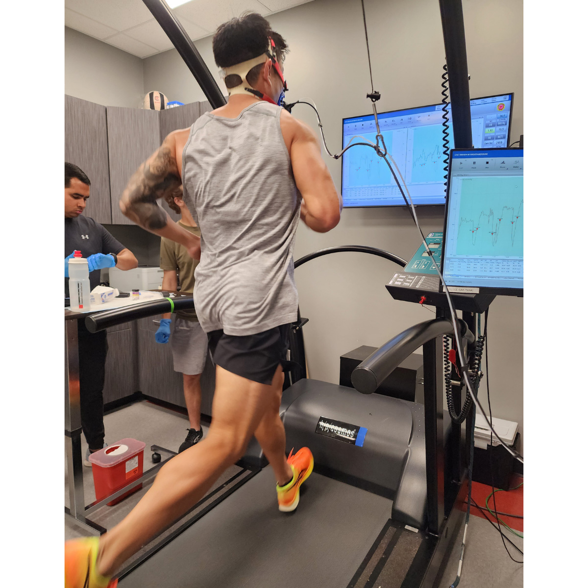 A student doing a running excersie