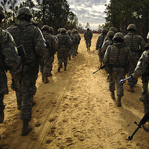 Army trainees running at Fort Jackson